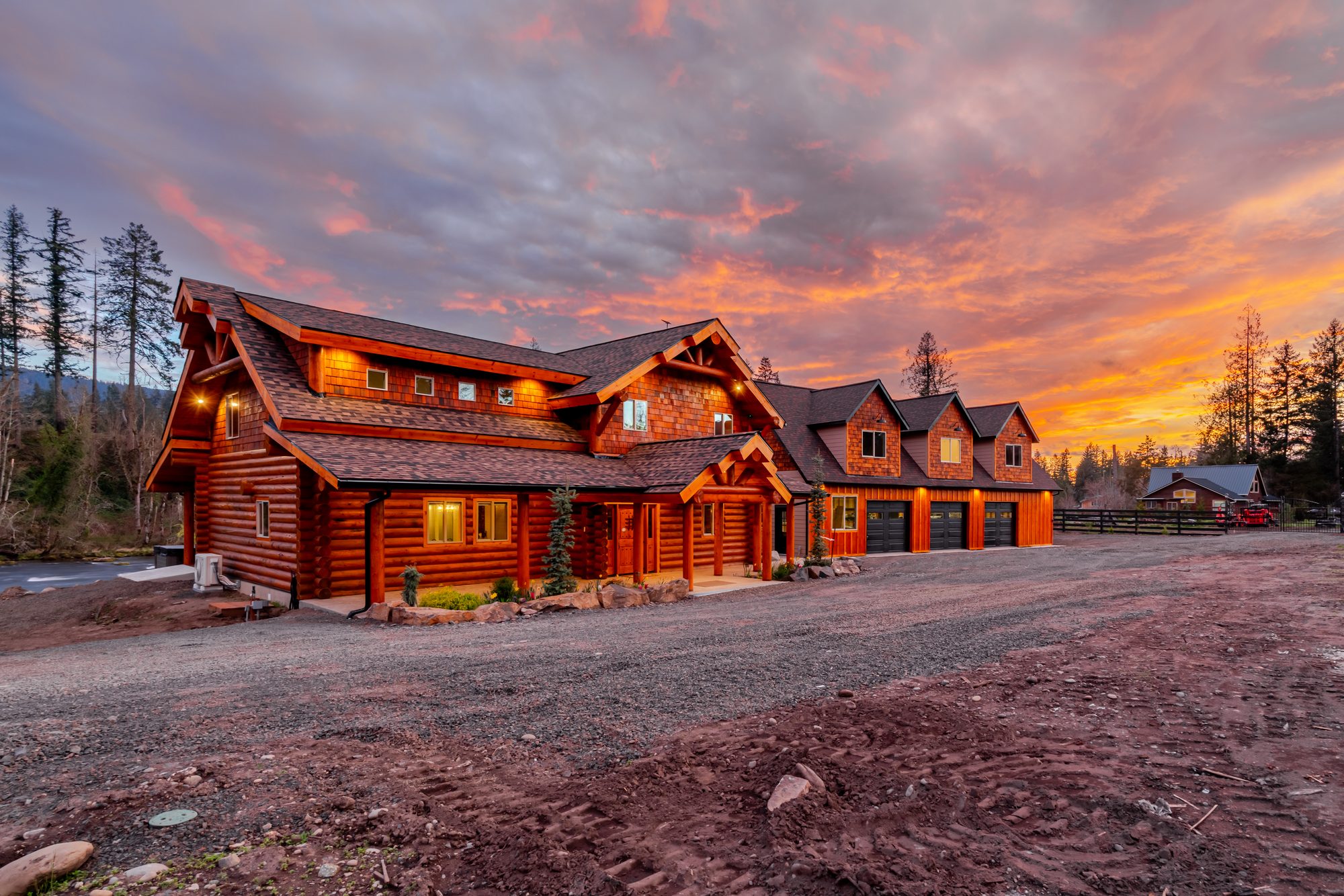 Sunset over the River Lodge and the North Santiam River in Gates, Oregon
